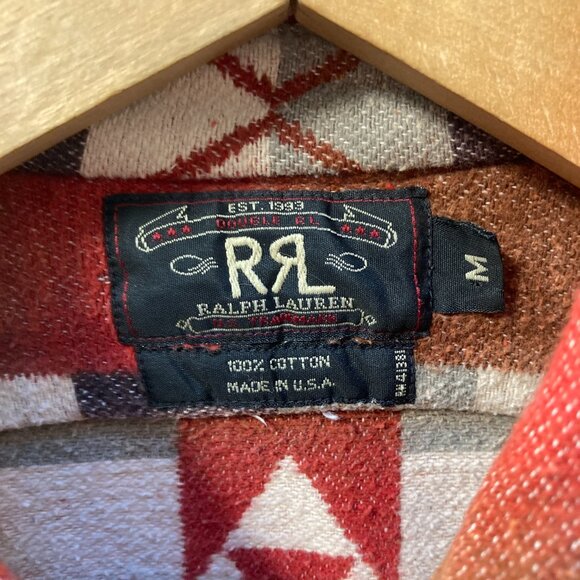 VINTAGE Ralph Lauren RRL Double RL Jacquard Work Shirt Southwestern Aztec Medium - Picture 4 of 7